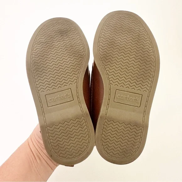 Carter's Toddler Boy Slip-On Faux Leather Baux Boat Shoes Brown 8 - Picture 8 of 9